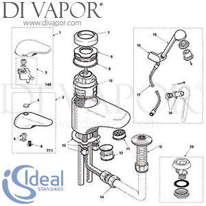 Ideal Standard Domi Solo Bath and Shower Mixer Spare Parts - IDL DV 216